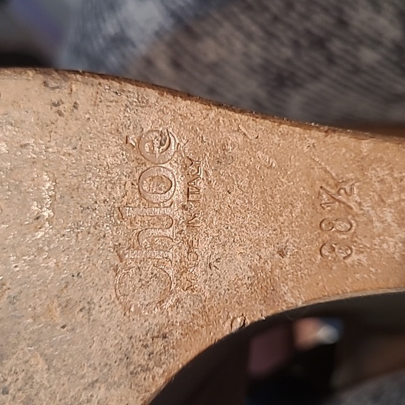 Chloe Stacked Heel Leather Wedges w Peep Toe Shoes Size  38.5  US 8.5 - Picture 6 of 11